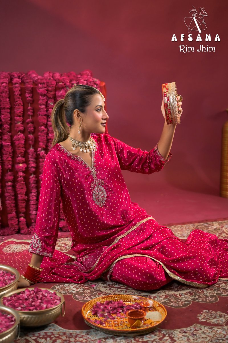 Rim Jhim By Afsana Crepe Readymade Suits